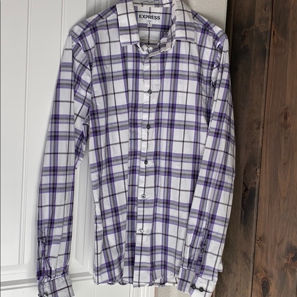 Men’s Purple Plaid Dress Shirt - Picture 1 of 4